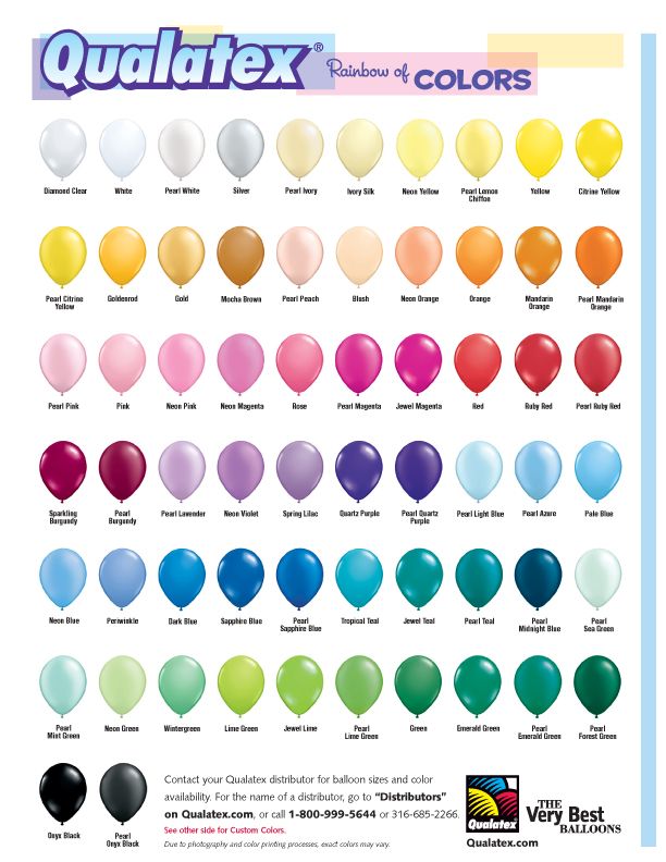 Restaurant Reservation Qualatex Balloons Qualatex Color Chart